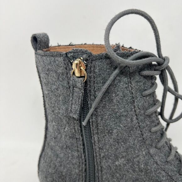 NEW J Jill Wool Boots Size 8.5 Women Side Zip Granny Lace Up Ankle Gray - Picture 6 of 10